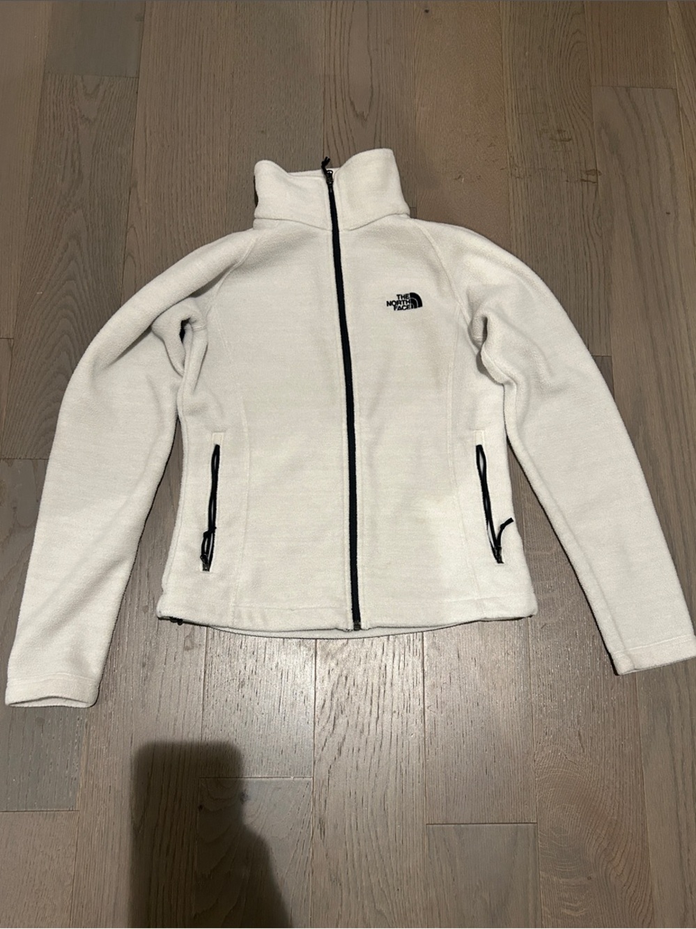 The North Face Women's Cream Full-Zip Fleece Jacket with Black Trim